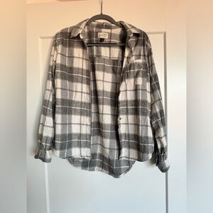 Plaid flannel button down top